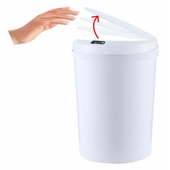 Imagem de Lixeira Automática Redonda 12 Litros com Sensor Branca