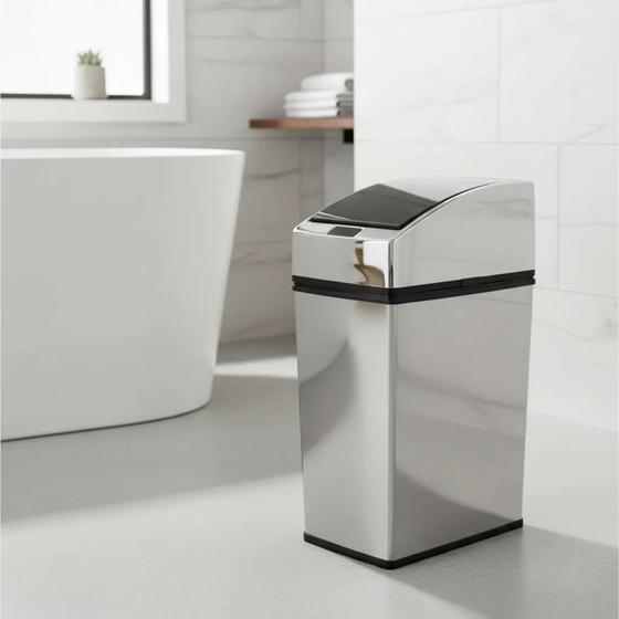 Lixeira Automática Sensor Inox Polido 3 Lts Litros Quadrada