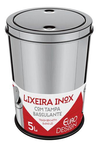 Imagem de Lixeira Basculante 5 Litros Inox Não Enferruja Euro Home