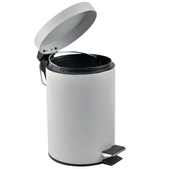 Imagem de Lixeira branca inox 3 litros pedal cesto lixo removivel banheiro cozinha multiuso 3l luxo