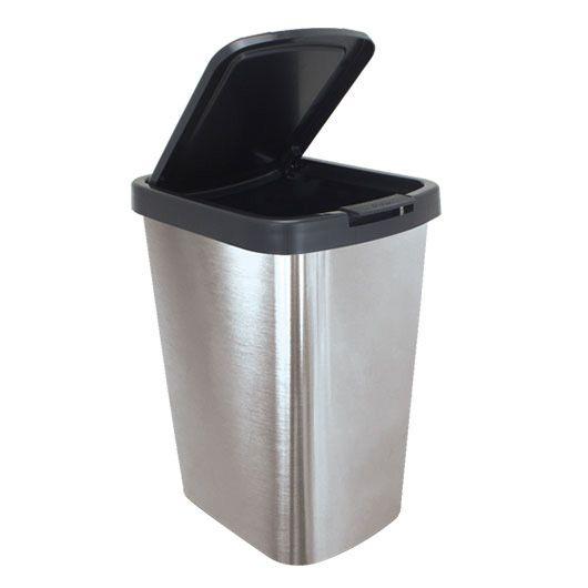 Lixeira Cesto C/ Tampa Click Banheiro Metalizado Inox 9L Menor preço em Lixeira Cesto C/ Tampa Click Banheiro Metalizado Inox 9L