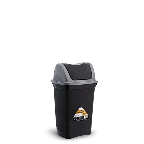 Imagem de Lixeira Cesto De Lixo 9L Multiuso De Plástico Preto Com Tampa Basculante Reforçada Pia Cozinha