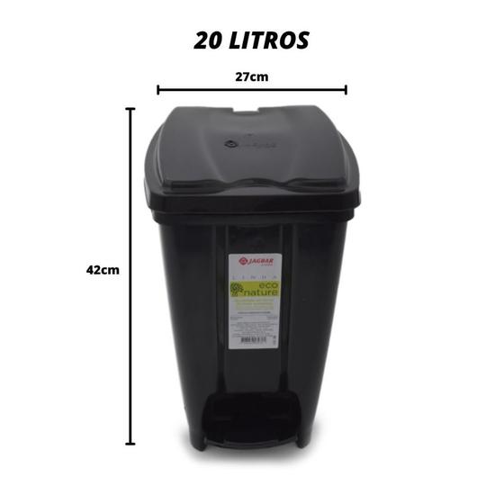 Imagem de Lixeira Cesto de Lixo Grande Com Pedal 20L PRETO E BRANCO