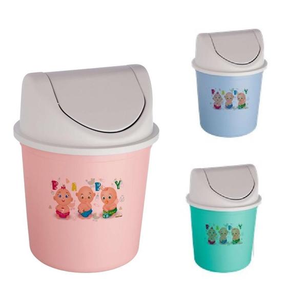 Imagem de Lixeira cesto de lixo quarto banheiro infantil bebe com tampa basculante 3,6 litros