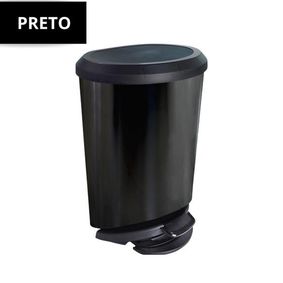 Imagem de Lixeira Cesto Tipo Inox 10 Litros Com Tampa Com Pedal Plastico Automatica Para Banheiro Grande 