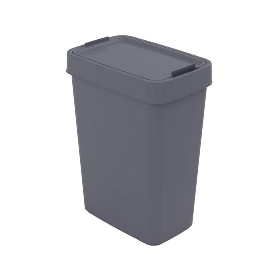 Imagem de Lixeira Cinza com Abertura Dupla e Porta Sacos - 17 Litros