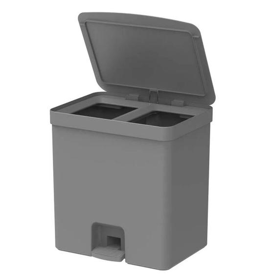 Lixeira Coleta Seletiva com Pedal para Cozinha 20L Trium Duplo Compartimento OU Menor preço em Lixeira Coleta Seletiva com Pedal para Cozinha 20L Trium Duplo Compartimento OU