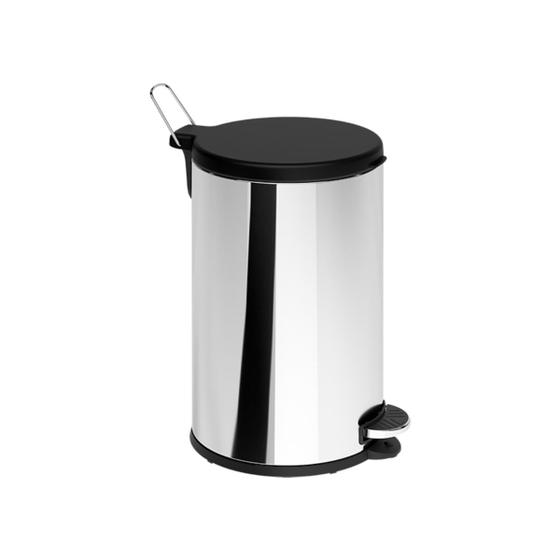 Imagem de Lixeira com Pedal 15 L Aço Inoxidável com Tampa em Polipropileno cor Preto Flat Brinox