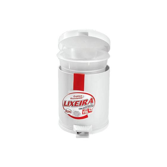 Imagem de Lixeira Com Pedal Branco Com Cesto 10Lts