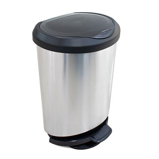 Imagem de Lixeira Com Pedal e Borda 45 Litros Prata Label Arqplast 25744PM