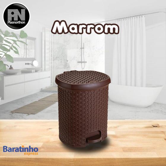 Imagem de Lixeira Com Pedal Rattan 6 Litros Para Cozinha Banheiro