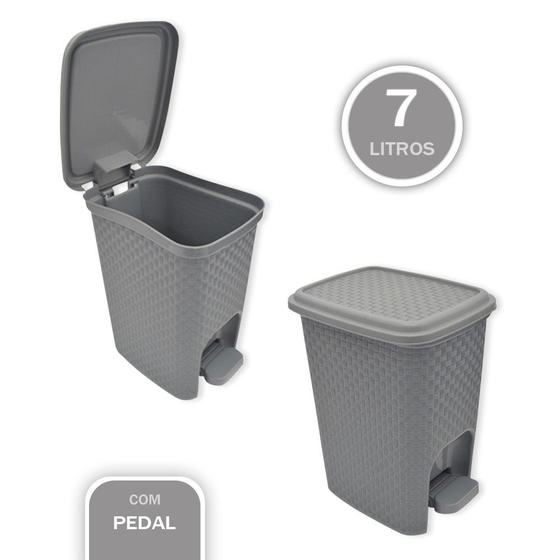 Imagem de Lixeira com Pedal Trama Rattan 7 litros VARIAS CORES