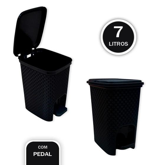 Imagem de Lixeira com Pedal Trama Rattan 7 litros VARIAS CORES