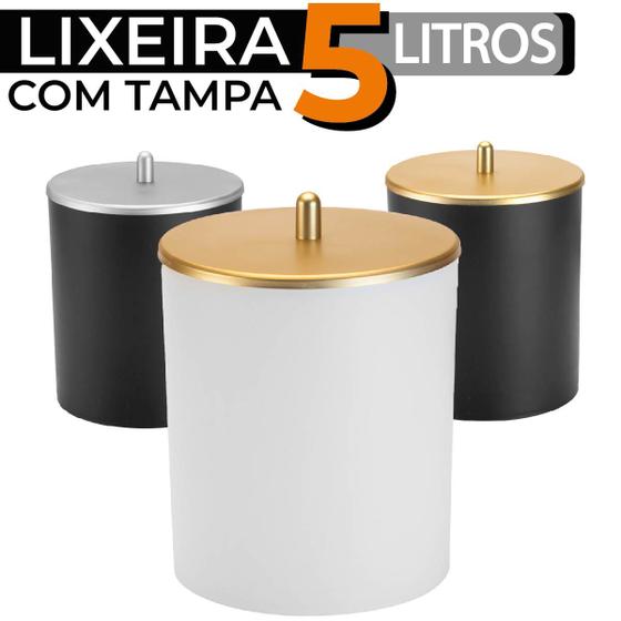 Imagem de Lixeira Com Tampa 5 Litros Banheiro Cozinha Lavabo Escritorio Lavanderia Arthi 