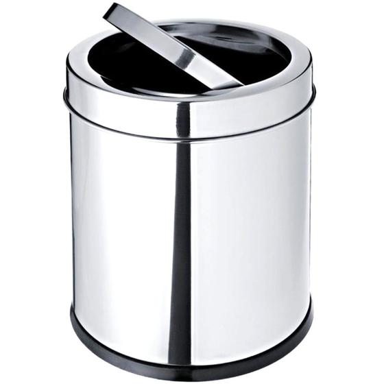Lixeira Com Tampa Basculante Banheiro Cozinha 3L Aço Inox Menor preço em Lixeira Com Tampa Basculante Banheiro Cozinha 3L Aço Inox