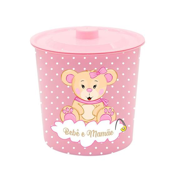 Imagem de Lixeira Com Tampa Pequena 3 Litros Banheiro Quarto Do Bebê Rosa - Monte Libano