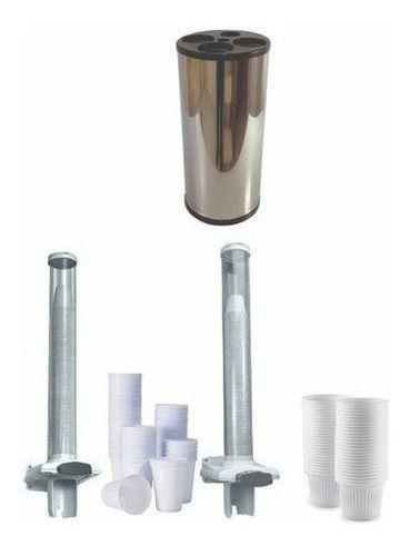 Imagem de Lixeira Copos + Dispensador Copos Para Água E Café Kit 3 Pçs