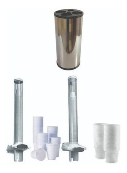 Imagem de Lixeira Copos + Dispensador Copos Para Água E Café Kit 3 Pçs