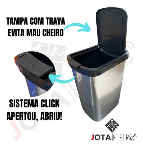 Imagem de Lixeira Cozinha Cesto Lixo Inox Tampa Banheiro Pia Automátic