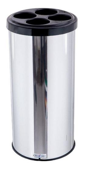Imagem de Lixeira de copos de agua jsn em aco inox com tampa preta