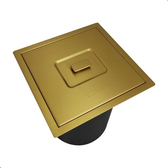 Imagem de Lixeira de embutir em aco inox com acabamento escovado dourada tubrax - lac0004-c
