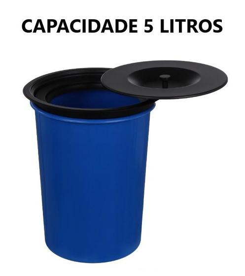 Imagem de Lixeira De Embutir Pia Bancada 5 Litros Aço Inox Preta Black