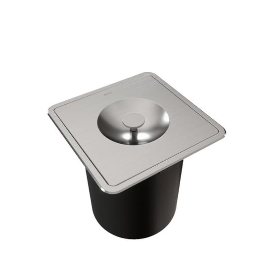 Imagem de Lixeira de Embutir Quadrada Docol Massima em Aço Inox Escovado com Balde Plástico 6 Litros