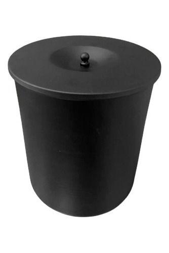 Imagem de Lixeira De Inox Com Tampa Preta Com Trava Sacola 5,2l.
