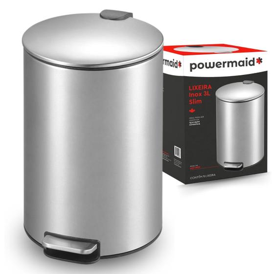 Imagem de Lixeira de Inox Escovado Slim 3 Litros Com Pedal
