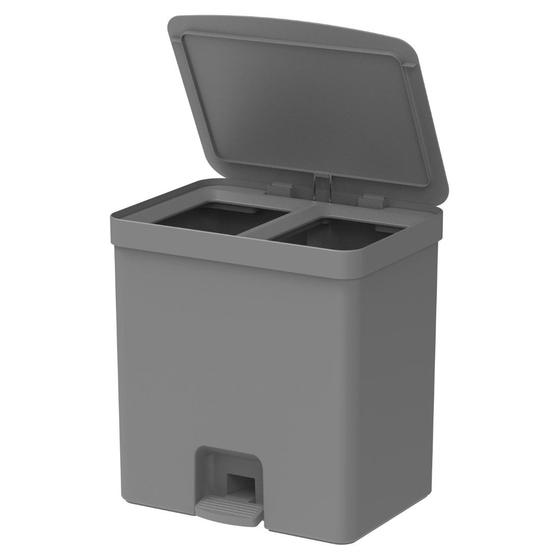 Imagem de Lixeira de Pedal Trium 20 Litros com Duplo Compartimento Chumbo OU
