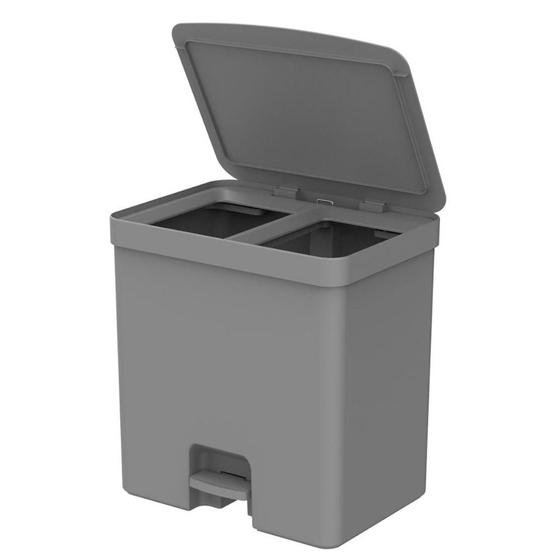 Lixeira de Pedal Trium 20L Duplo Compartilhamento Chumbo - Ou Martiplast Menor preço em Lixeira de Pedal Trium 20L Duplo Compartilhamento Chumbo - Ou Martiplast