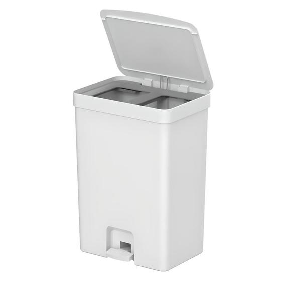 Imagem de Lixeira de Pedal Trium 30L Duplo Compartimento Branco LX4350BCF - Ou