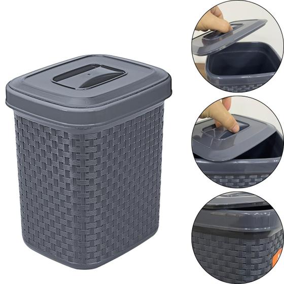 Imagem de Lixeira de Pia com Tampa Rattan Chumbo 4,5 Litros Cor Chumbo