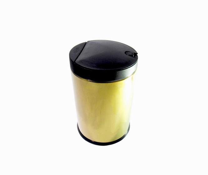 Imagem de Lixeira Dourada Com Tampa Press Em Aço Inox 4L By Fineza
