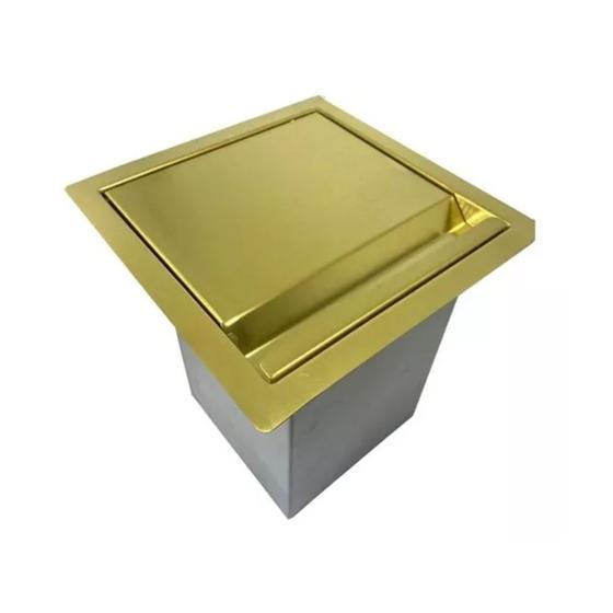 Imagem de Lixeira Dourada Quadrada em Aco Inox para Embutir 7L  By Fineza