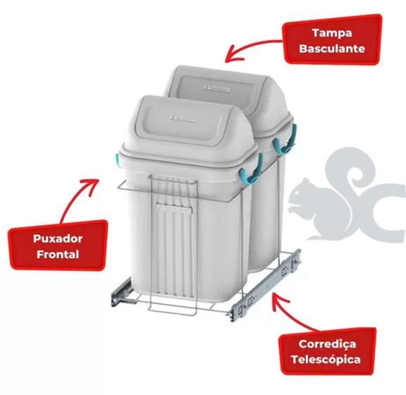 Lixeira dupla elevatta 19l Menor preço em Lixeira dupla elevatta 19l
