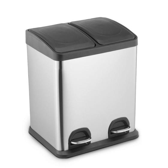 Lixeira duplo compartimento 30l c/ amortecimento inox mek Menor preço em Lixeira duplo compartimento 30l c/ amortecimento inox mek