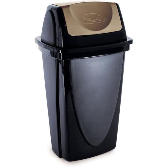 Imagem de Lixeira ecoblack 14l preta basculante plasutil