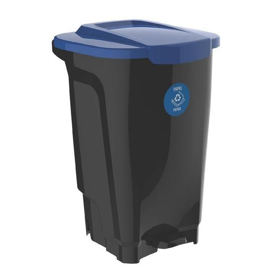 Imagem de Lixeira em plastico t-force preto e azul 100 litros