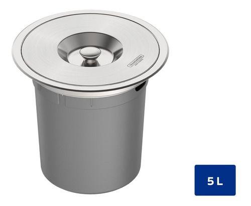 Imagem de Lixeira Embutir Tramontina Clean Round Aço Inox 5 L