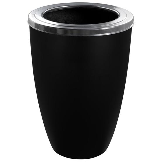 Imagem de Lixeira Fibra Vidro Preto Fosco 100l com Borda em Alumínio