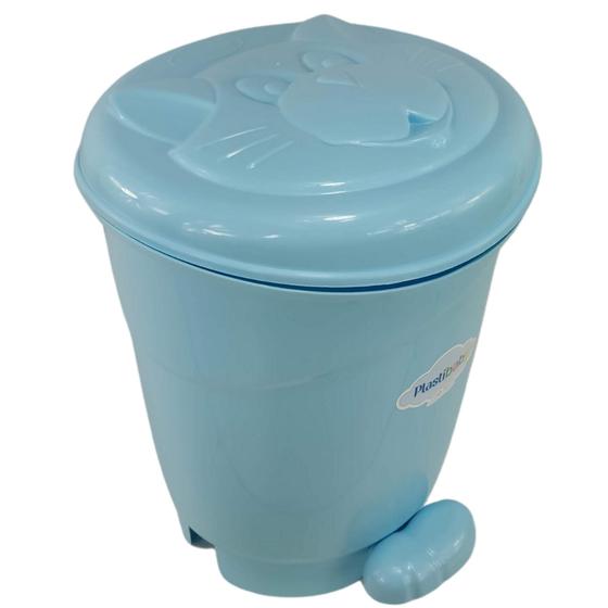 Imagem de Lixeira gatinho infantil para bebê com pedal plastibrasil 8l