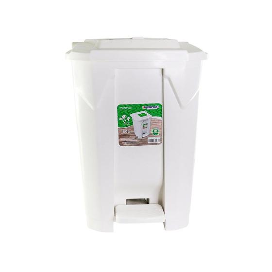 Imagem de Lixeira Grande Arqplast 60 Litros Branca com Pedal e Rodas - Praticidade e Higiene
