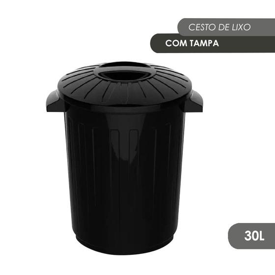 Imagem de lixeira grande Cesto de Lixo Com Tampa 30 litros