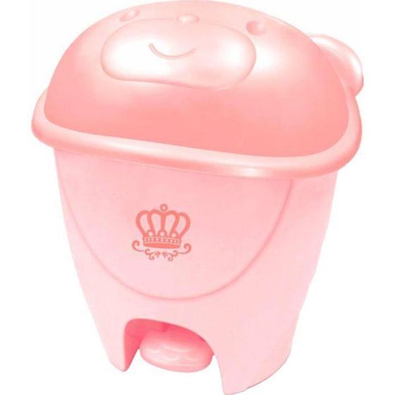 Imagem de Lixeira Infantil com Pedal Adoleta Bebê Fofura Majestic - 12 Litros - Rosa Real