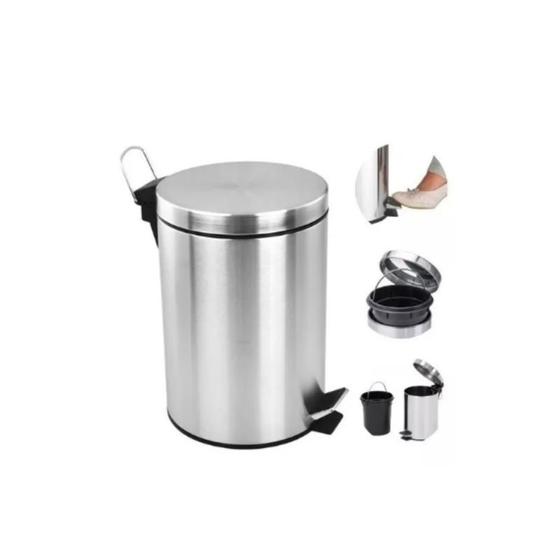 Lixeira Inox 12 Litros Com Pedal Cesto Removível Plástico Com Alça Menor preço em Lixeira Inox 12 Litros Com Pedal Cesto Removível Plástico Com Alça