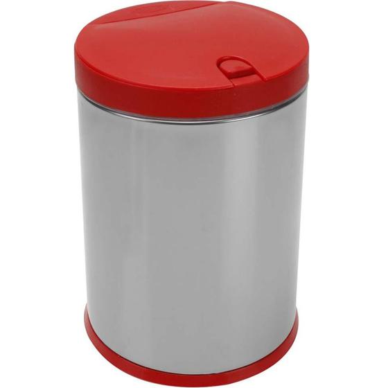 Imagem de Lixeira Inox 4 L Lixeira para cozinha Brinox Balde Removível Vermelha