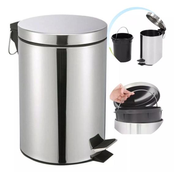 Lixeira Inox Com Pedal Cozinha Escritório Elegante Menor preço em Lixeira Inox Com Pedal Cozinha Escritório Elegante