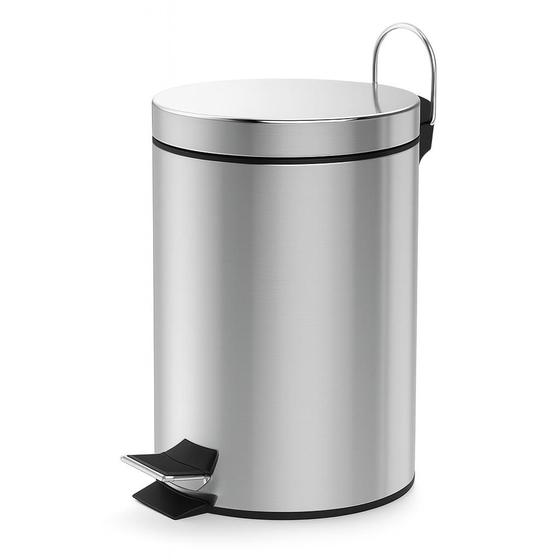 Imagem de Lixeira Inox com Pedal e Tampa 5L Com Balde Interno e Alça Compacta e Higiênica