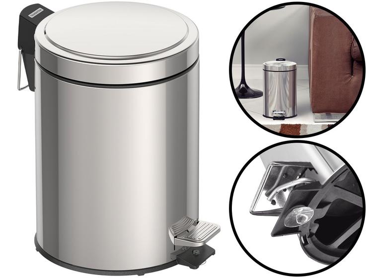 Lixeira Inox Com Pedal Tramontina 5 Litros Balde Interno 94538105 Menor preço em Lixeira Inox Com Pedal Tramontina 5 Litros Balde Interno 94538105